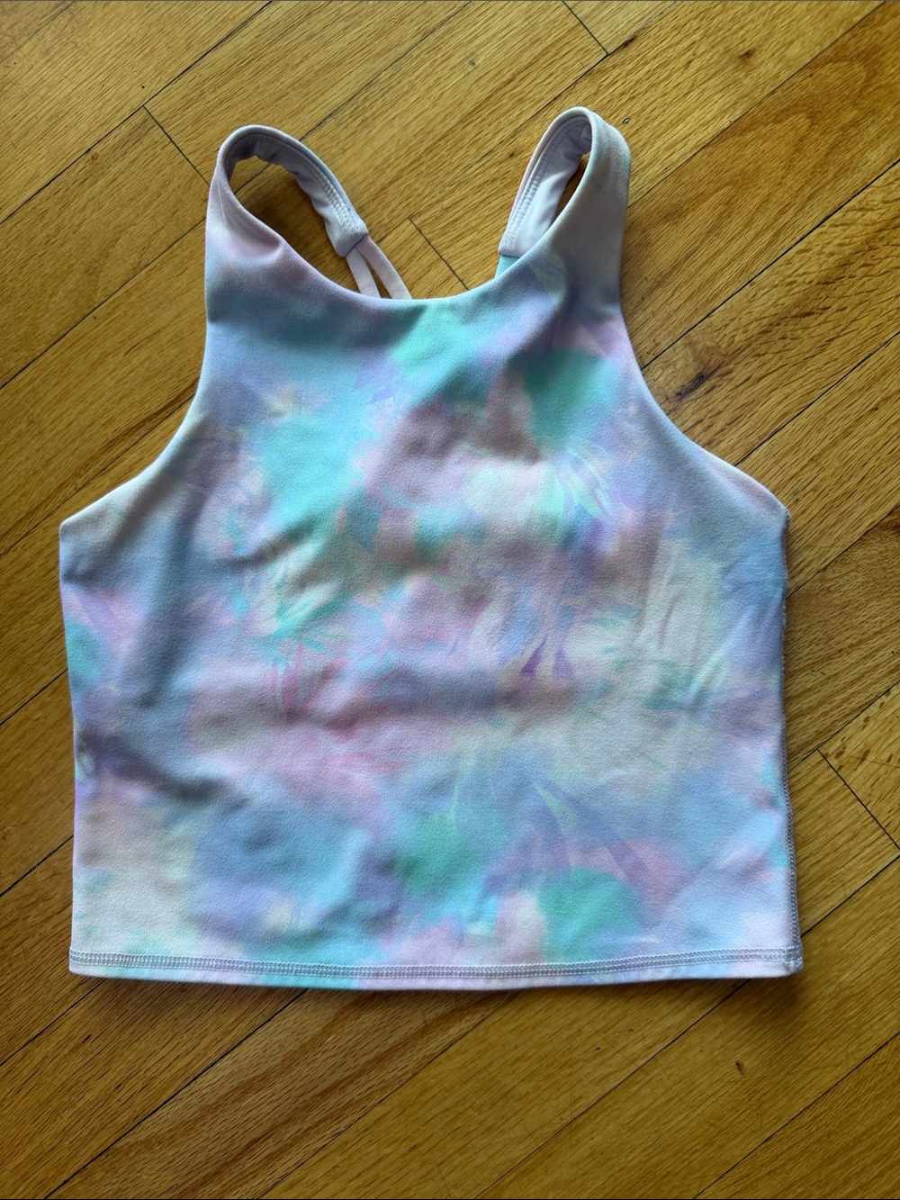 all in motion Pastel Tie-Dye Crop Tank Top — Pink, Blue, Green